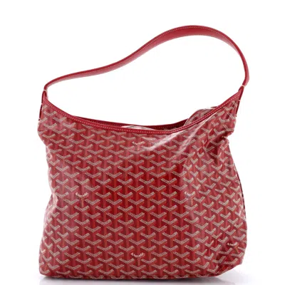 Pre-owned Goyard Boheme Hobo Coated Canvas In Red