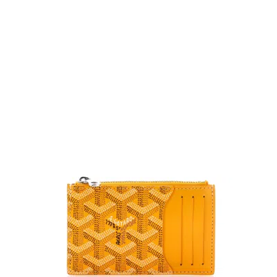 Goyard Bourbon Zipped Card Holder Coated Canvas In Orange