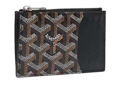 Pre-owned Goyard Bourbon Zipped Card Holder In Black