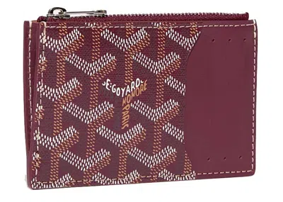 Pre-owned Goyard Bourbon Zipped Card Holder In Burgundy