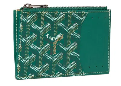 Pre-owned Goyard Bourbon Zipped Card Holder In Green