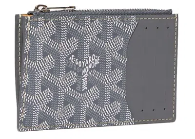 Pre-owned Goyard Bourbon Zipped Card Holder In Grey