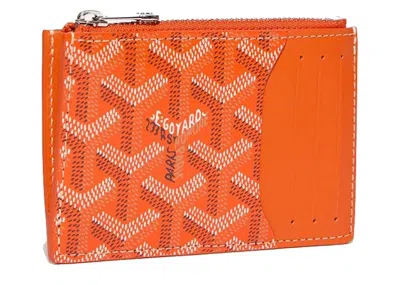 Pre-owned Goyard Bourbon Zipped Card Holder In Orange