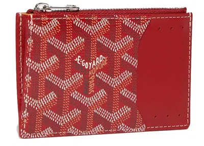 Pre-owned Goyard Bourbon Zipped Card Holder In Red