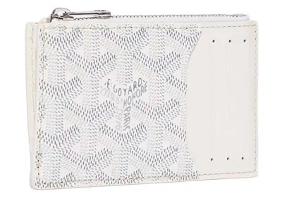 Pre-owned Goyard Bourbon Zipped Card Holder In White