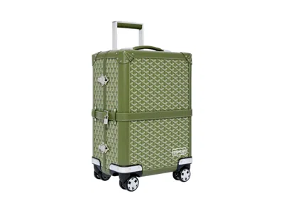 Pre-owned Goyard Bourget Pm Trolley Case In Khaki