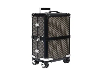 Pre-owned Goyard Bourget Trolley Case Pm In Black