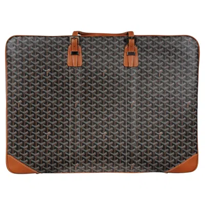 Pre-owned Goyard Brown Ine Canvas Leather Majordome 60 Travel Luggage Trunk Bag