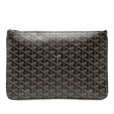 Pre-owned Goyard Brown White Pvc Clutch Bag () In Brown, White