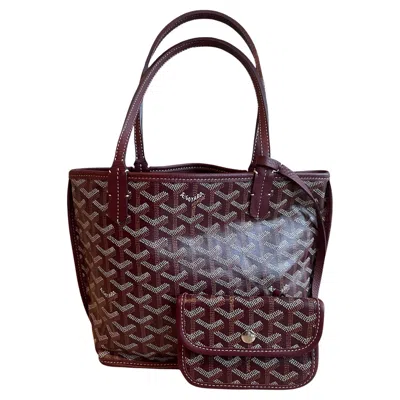 Pre-owned Goyard Burgundy Anjou Mini Shoulder Tote Handbag In Red