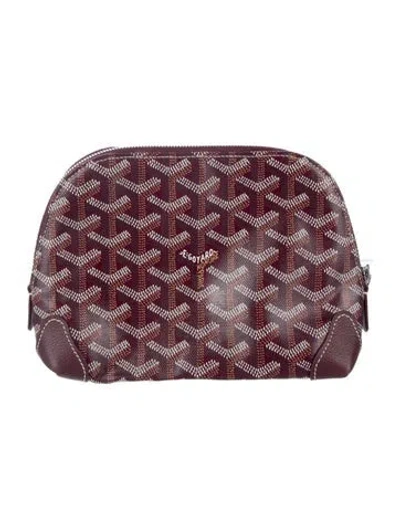 Pre-owned Goyard Burgundy Vendome Cosmetic Pouch With Ine Pattern.