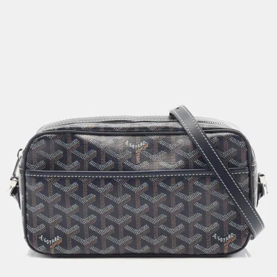 Pre-owned Goyard Cap Vert Pm Shoulder Bag In Coated Canvas And Leather Navy Multicolor In Brown
