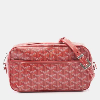 Pre-owned Goyard Cap Vert Pm Shoulder Bag In Coated Canvas And Leather Red Multicolor