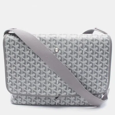 Pre-owned Goyard Capesian Mm Gray/white Coated Canvas Leather Shoulder Bag