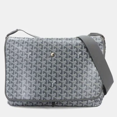 Pre-owned Goyard Capetien Mm Shoulder Bag In Pvc And Leather Gray Herringbone