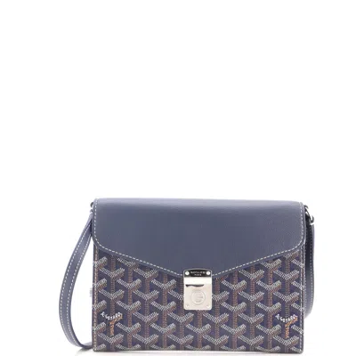 Goyard Chypre Wallet On Strap Coated Canvas With Leather In Blue