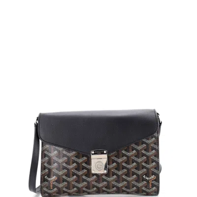 Goyard Chypre Wallet On Strap Coated Canvas With Leather In Brown