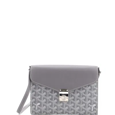 Goyard Chypre Wallet On Strap Coated Canvas With Leather In Grey
