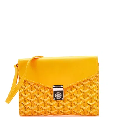 Pre-owned Goyard Chypre Wallet On Strap Coated Canvas With Leather In Orange