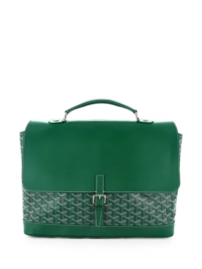 Pre-owned Goyard Citadin Messenger Briefcase Coated Canvas Business Bag In Green