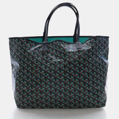Pre-owned Goyard Claire Voie Saint Louis Pm Black Green Coated Canvas Tote Bag