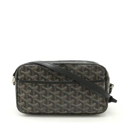 Pre-owned Goyard Coated Canvas Leather Cap Vert Pm Shoulder Bag In Black
