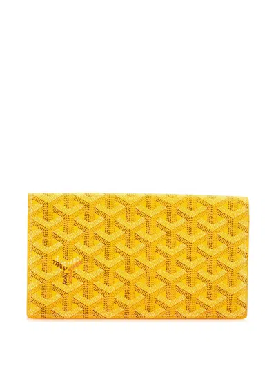 Pre-owned Goyard Coated Canvas Richelieu Wallet In Yellow