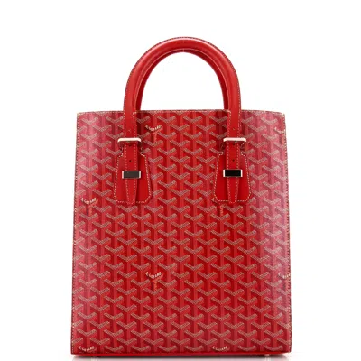 Pre-owned Goyard Comores Tote Coated Canvas Pm In Red