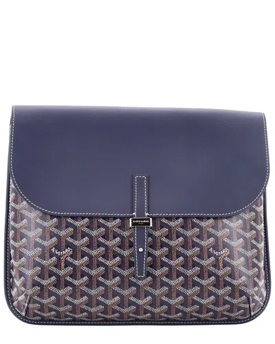 Goyard Coursier Messenger Bag Coated And (authentic Pre-loved) In Blue/blue