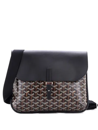 Pre-owned Goyard Coursier Messenger Bag Coated Canvas And Leather Crossbody Bag In Black