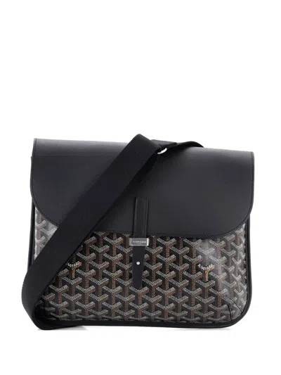 Pre-owned Goyard Coursier Messenger Bag Coated Canvas And Leather Crossbody Bag In Black