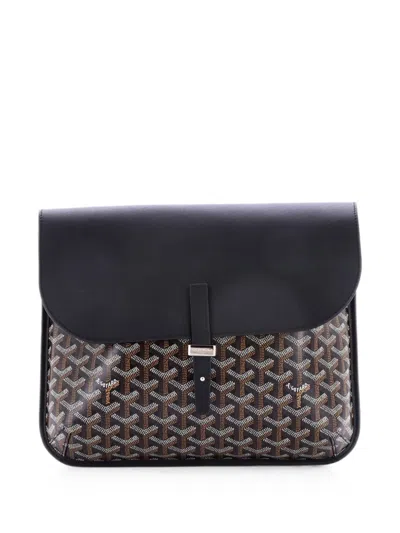 Pre-owned Goyard Coursier Messenger Bag Coated Canvas And Leather Crossbody Bag In Black