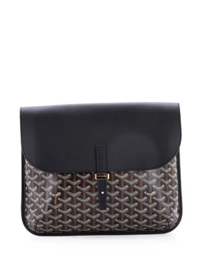 Pre-owned Goyard Coursier Messenger Bag Coated Canvas And Leather Crossbody Bag In Black