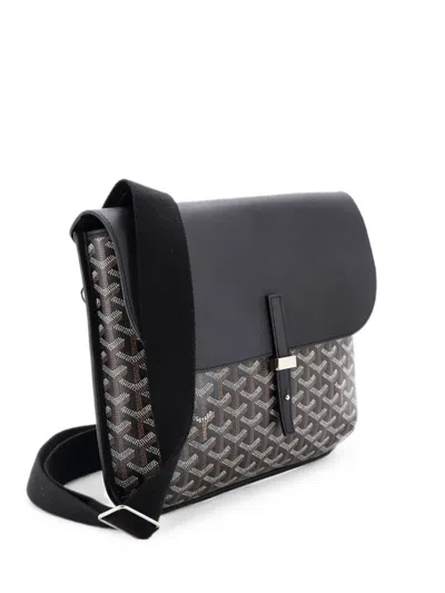 Pre-owned Goyard Coursier Messenger Bag Coated Canvas And Leather Crossbody Bag In Black