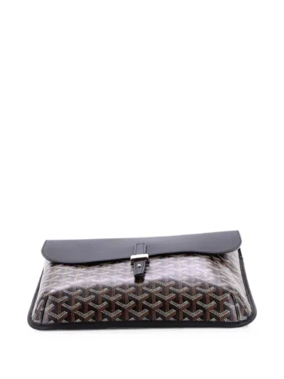 Pre-owned Goyard Coursier Messenger Bag Coated Canvas And Leather Crossbody Bag In Black