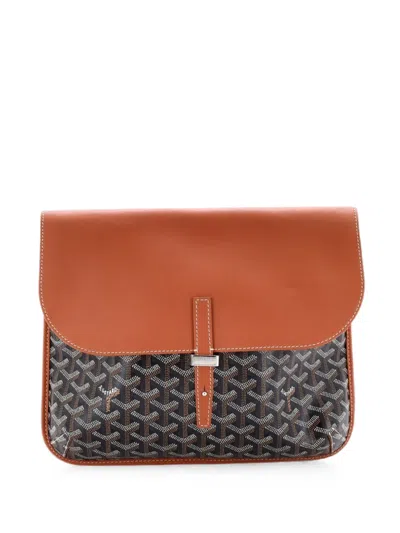 Pre-owned Goyard Coursier Messenger Bag Coated Canvas And Leather Crossbody Bag In Brown