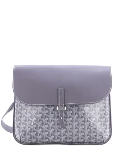 Pre-owned Goyard Coursier Messenger Bag Coated Canvas And Leather Crossbody Bag In Gray