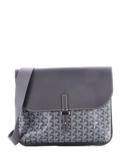 Pre-owned Goyard Coursier Messenger Bag Coated Canvas And Leather Crossbody Bag In Gray