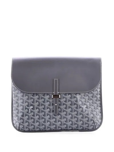 Pre-owned Goyard Coursier Messenger Bag Coated Canvas And Leather Crossbody Bag In Gray