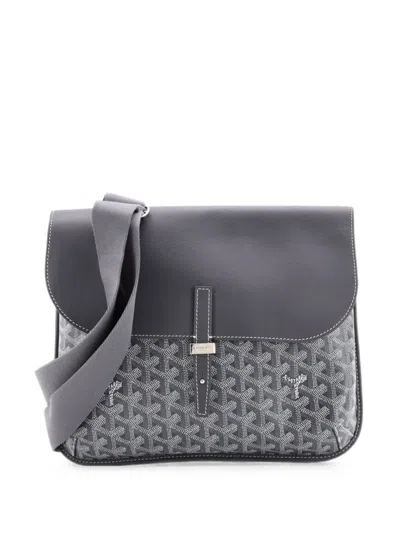 Pre-owned Goyard Coursier Messenger Bag Coated Canvas And Leather Crossbody Bag In Gray
