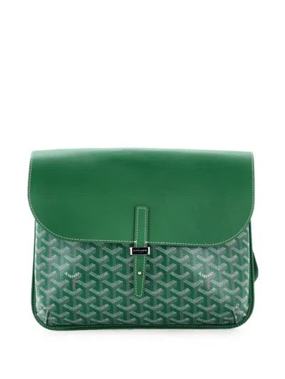 Pre-owned Goyard Coursier Messenger Bag Coated Canvas And Leather Crossbody Bag In Green