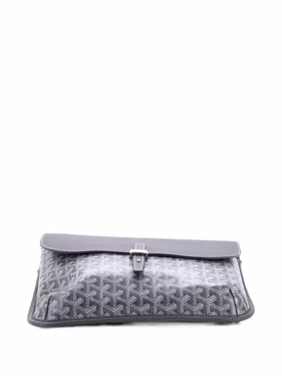 Pre-owned Goyard Coursier Messenger Bag Coated Canvas And Leather Crossbody Bag In Grey