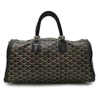 Pre-owned Goyard Croisiere 40 Handbag Pvc Coated Canvas In Black