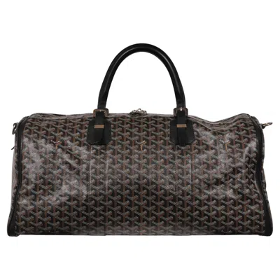 Pre-owned Goyard Croisiere 50 Black Leather Duffle Travel Carry On Vacation Weekend Bag