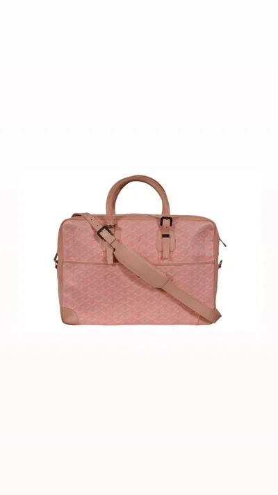 Pre-owned Goyard Crossbody Ambassade Mm Pink Briefcase Messenger Bag - 00854