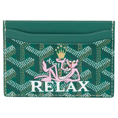 Pre-owned Goyard Customised Pink Panther Green Saint-sulpice Cardholder