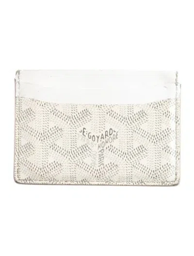 Pre-owned Goyard Embossed Leather Printed Card Holder In White