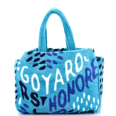 Pre-owned Goyard Eponge Bag Printed Terry Cloth Pm In Blue