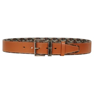 Pre-owned Goyard Florida Ii Belt Size 90 29 30 31 Brown Ine Canvas Leather 5 Hole