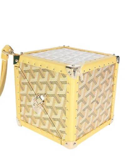 Pre-owned Goyard Gold Leather & Ine Canvas De Trunk Bag (authentic Pre-loved)